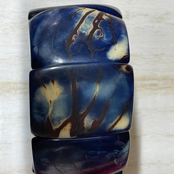 NEW IMPRESSIVE TAGUA BLACK BLUE NATURAL DYED VEGETABLE IVORY NUTS BRACELET - Picture 3 of 9